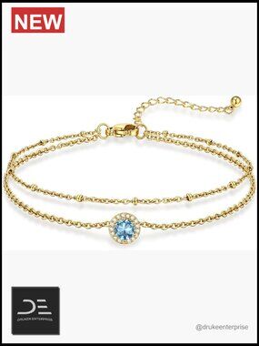 Stainless Steel Birthstone Anklet - Adjustable Gold Ankle Bracelet